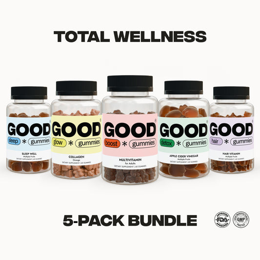 5-Pack Bundle Total Wellness- Sleep+Glow+Boost+Hair+Detox